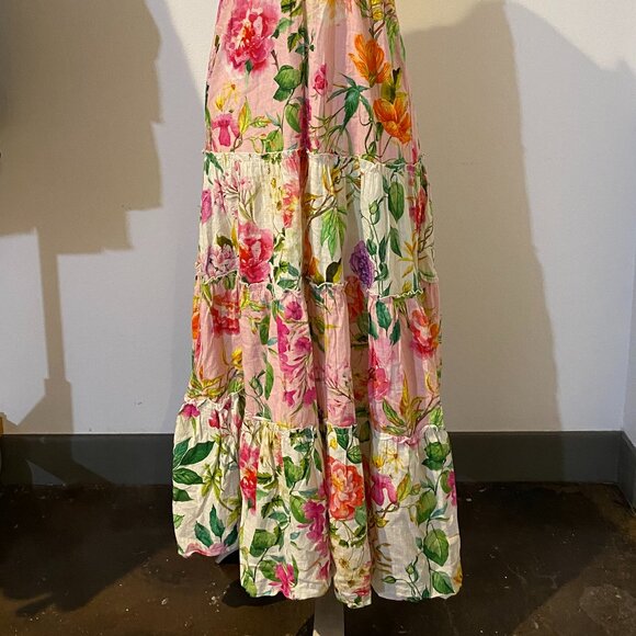 Floral flower collared button up ruffle sleeve Maxi Tea party dress - Picture 2 of 9